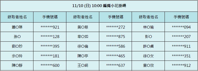 11/10-編織小花掛繩(10:00場)